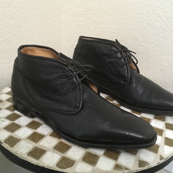 BLACK ZELLI CHUKKA BOAR SKIN BOOTS 10.5 M